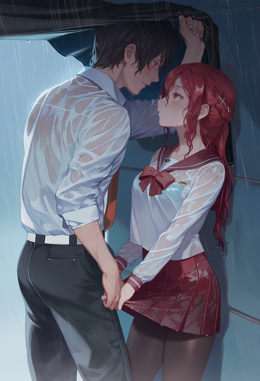 1girl,  1boy,  school uniform on Tensor.Art