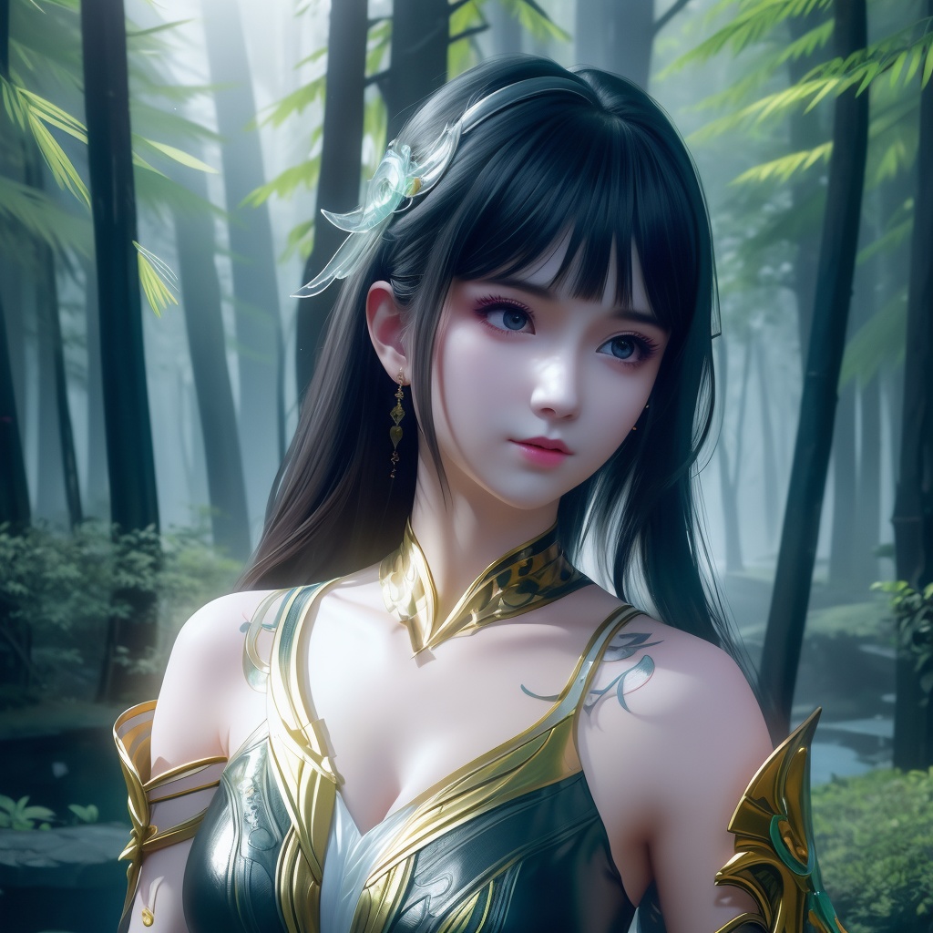<lora:739-DA-斗破苍穹-慕青鸾:0.8>, (,1girl, ,best quality, ),looking at viewer,  ,ultra detailed background,ultra detailed background,ultra realistic 8k cg,(masterpiece:1.2),(best quality:1.2),(ultra detailed:1.2),(official art:1.3),(beauty and aesthetics:0.8),detailed,(intricate:0.8),(highly detailed),(solo),delicate countenance,1girl,fancy,(glassy texture:1.2),(crush:1.2),8k,accessory,tattoo,(transparent:1.1),gown,energy encirclement,instant,in the twinkling of an eye,upper body,woman in a mythical forest, masterpiece, perfect face, intricate details, horror theme, raw photo, photo unp(cleavage),,