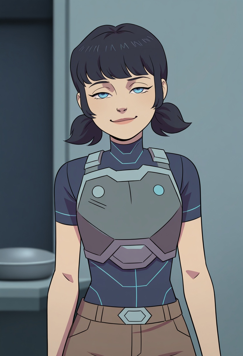 1girl,  short dark hair,  small side pigtails by Trojanus on Tensor.Art