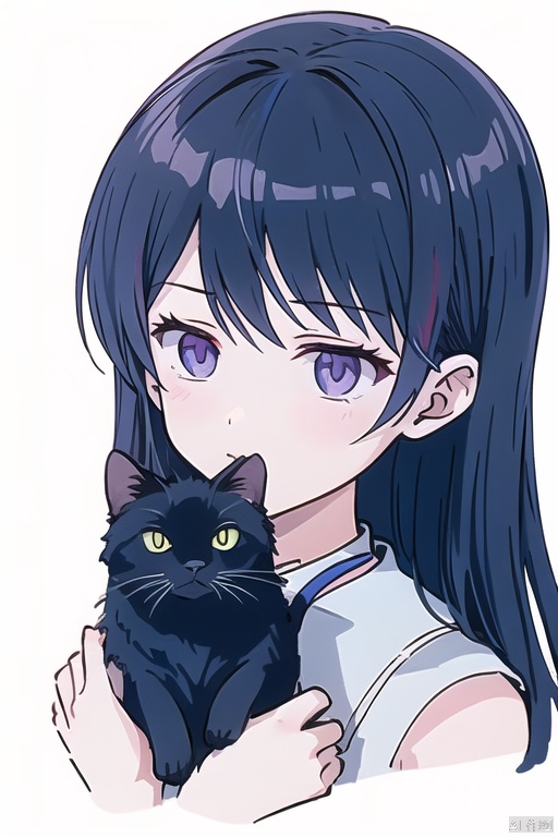 Anime girl with long black hair and purple eyes holding a black cat,  young teenage girl, Emo girl and her , eine Katze,  Portrait of goth cat and girl,  Digital illustration style,  in the art style of bowater,  style of anime,  Anime style illustration, serious expressions, goth style, gothic art, sad,  Gloom (Expressing the).,  (\shen ming shao nv\),  mtianmei,<lora:EMS-260107-EMS:0.200000>,<lora:EMS-259206-EMS:0.300000>,<lora:EMS-151900-EMS:0.600000>