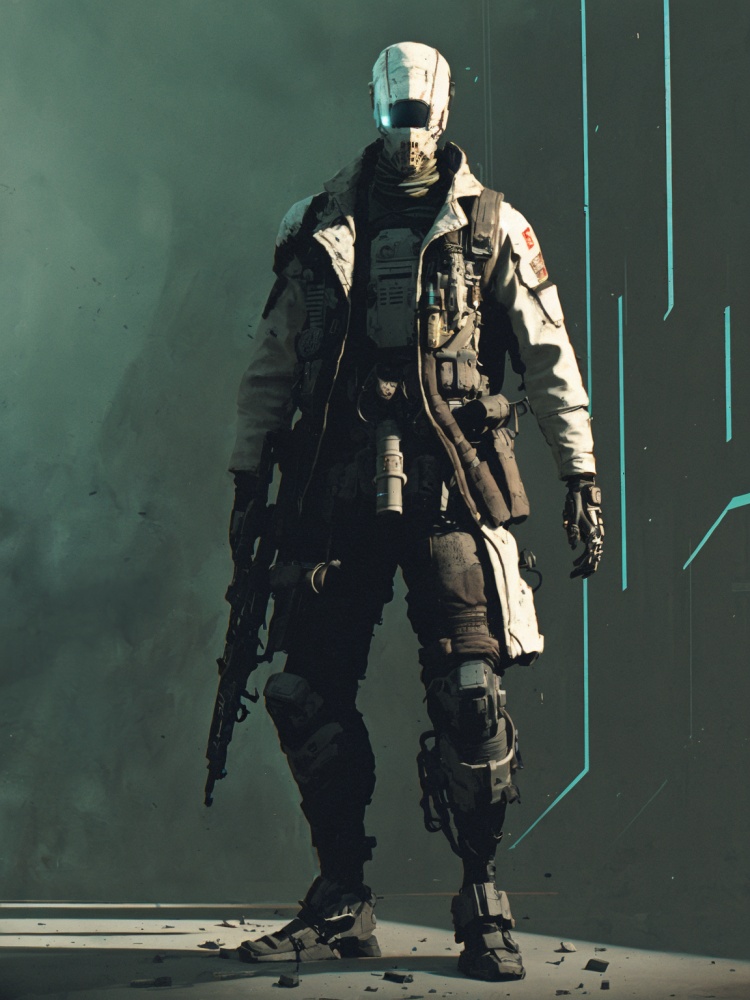 film grain analog photography,post-apocalyptic scene, concept art, male character futuristic gear,ystopian environment, digital painting, character design, cyberpunk influence, muted color palette, dynamic brushwork, shibau,
