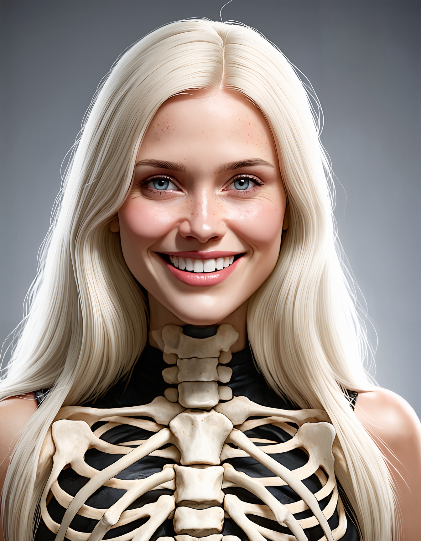 Ultra-detailed,  highly realistic portrait of a smiling woman,  long hair on Tensor.Art