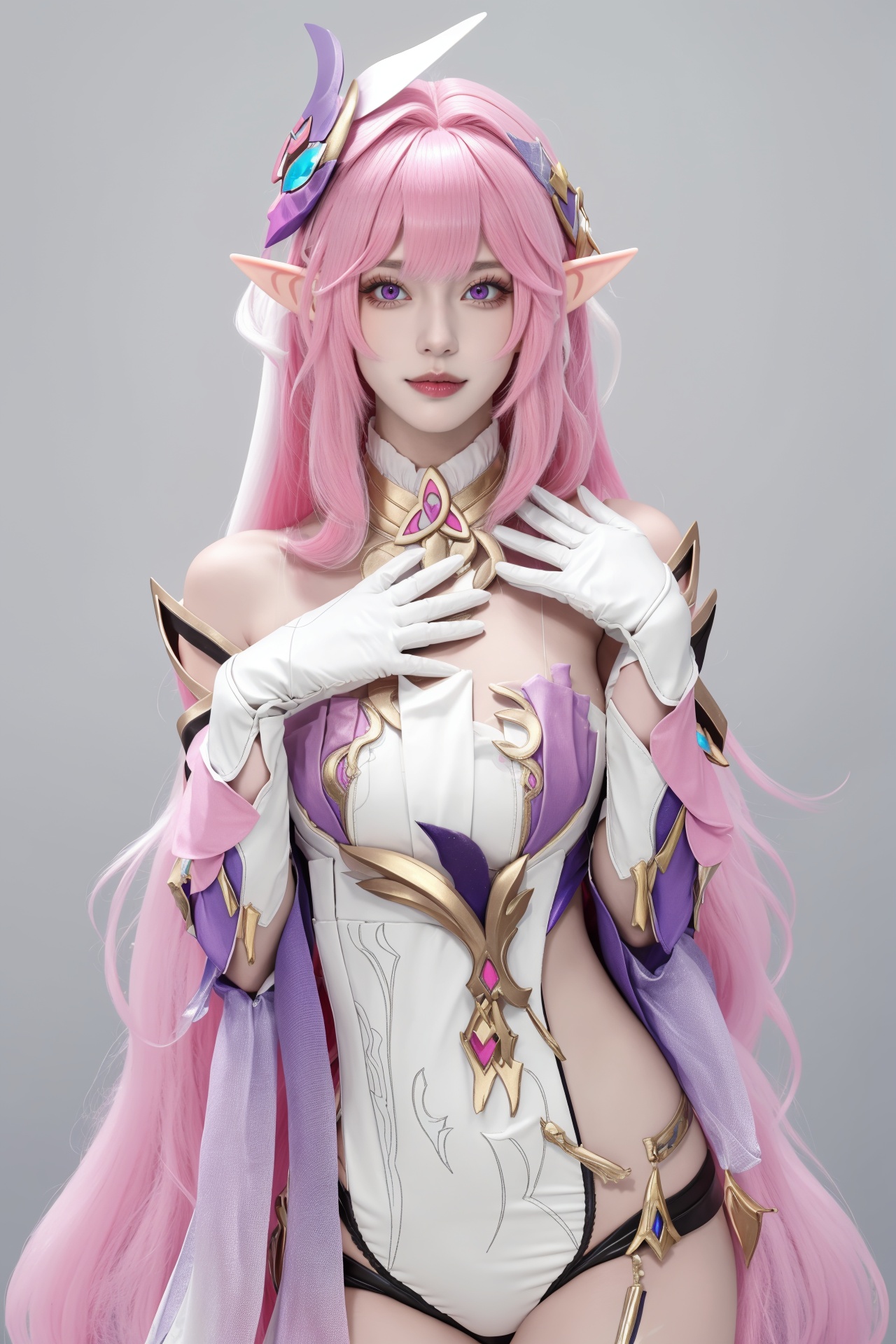 elysia cosplay,  pink hair,  long hair on Tensor.Art