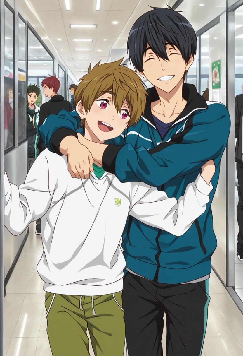 Anime,  two males,  Free! Starting Days art style on Tensor.Art