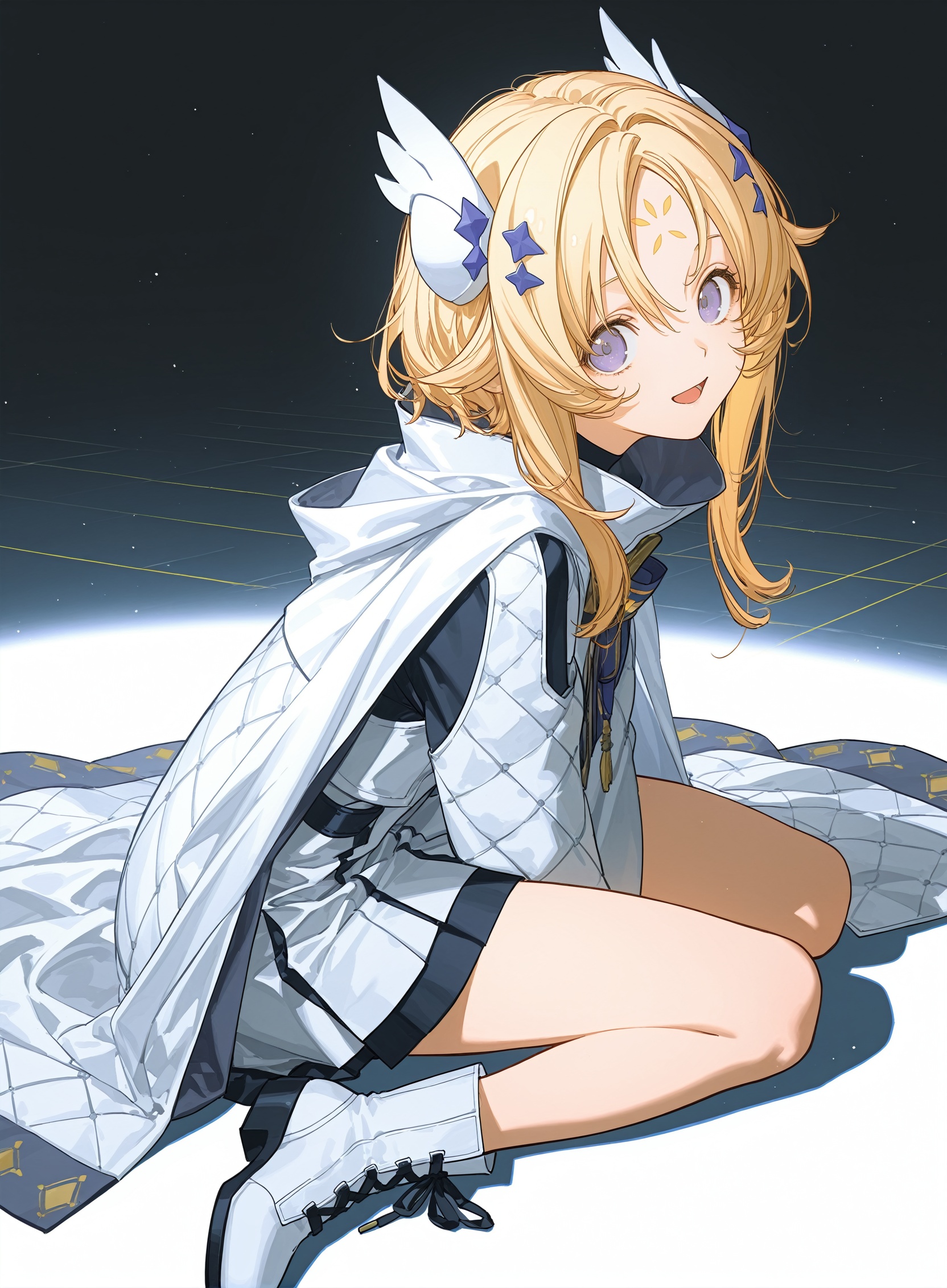 rtist:miv4t,(artist:yoneyama mai:0.8),(artlist:betabeet:0.8),(artist:rella:0.6),(artist:wanke:0.6),(artist:xilmo:0.6),masterpiece,best quality,amazing quality,newest,full body,white background,open eyes,looking at viewer,light smile,open mouth,from side,staring at viewer,short hair,tareme,Dogmatika Ecclesia,