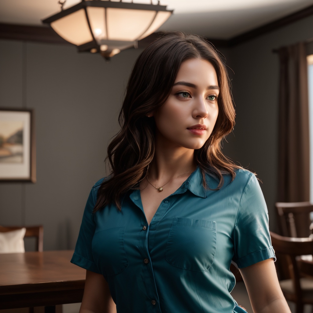breathtaking 1girl,  shirt,  brown hair on Tensor.Art