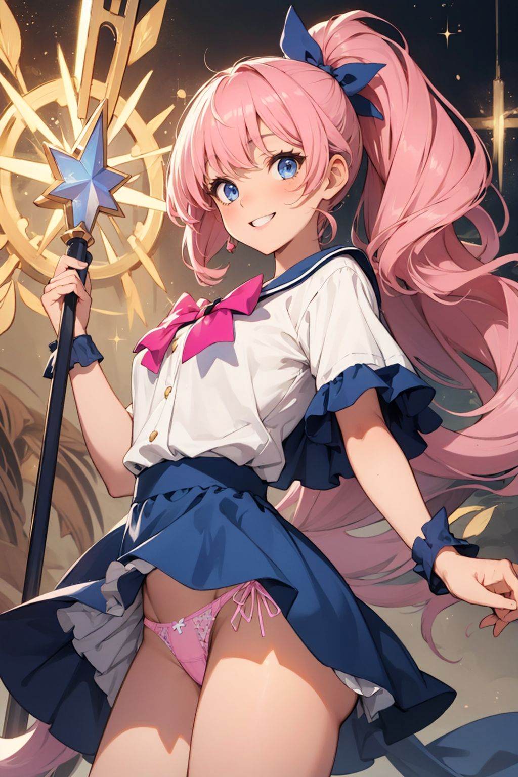 1girl,  pink hair,  blue eyes on Tensor.Art