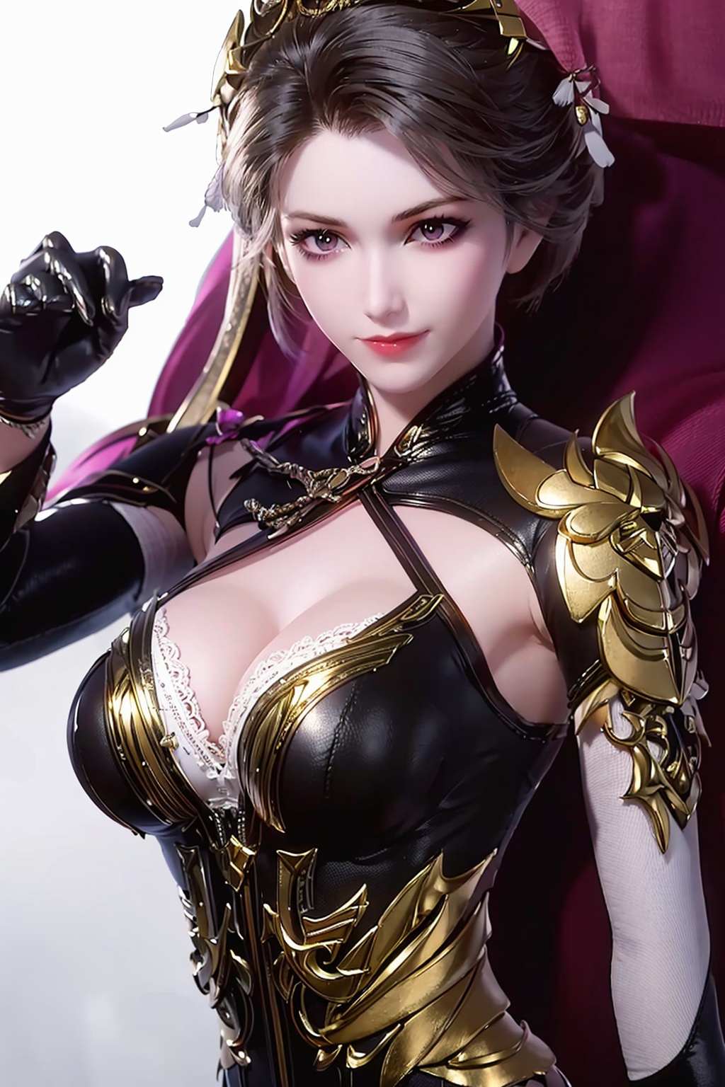 douluo\(zhuyun\),dress,1girl,solo,<lora:zhuyun_v1:0.7>,bodysuit,gloves,shoulder armor,portrait,