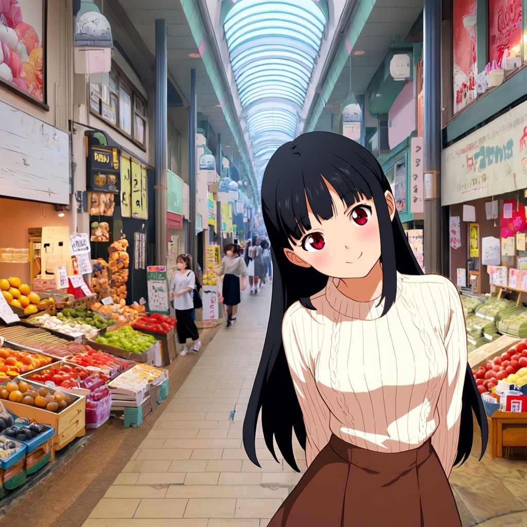 tenjinbashisuji shopping street,  1girl,  solo on Tensor.Art