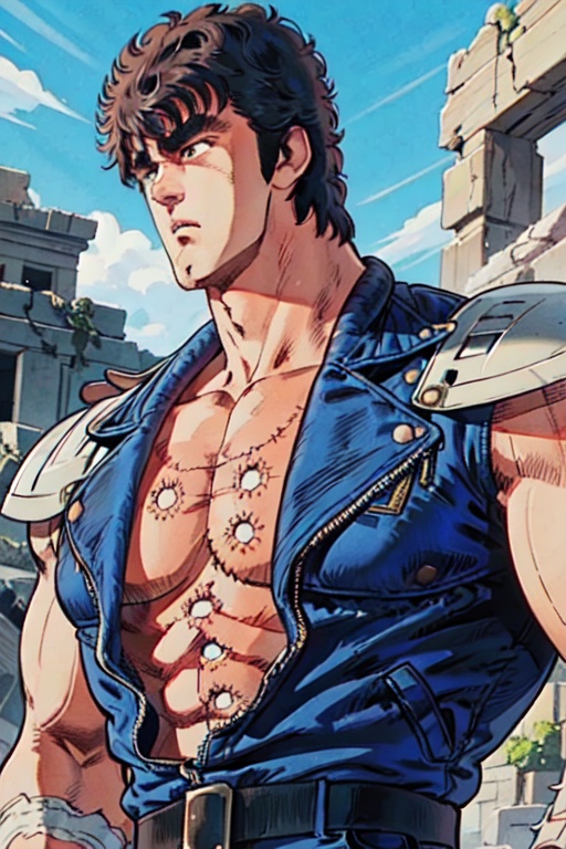 kenshirou,  black hair,  blue jacket on Tensor.Art
