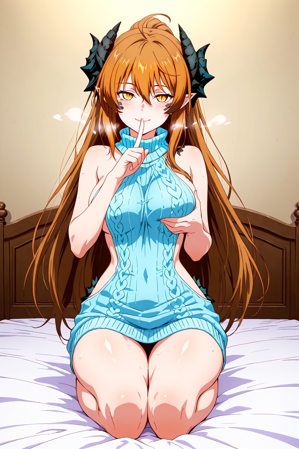 front view,  sitting,  legs together on Tensor.Art
