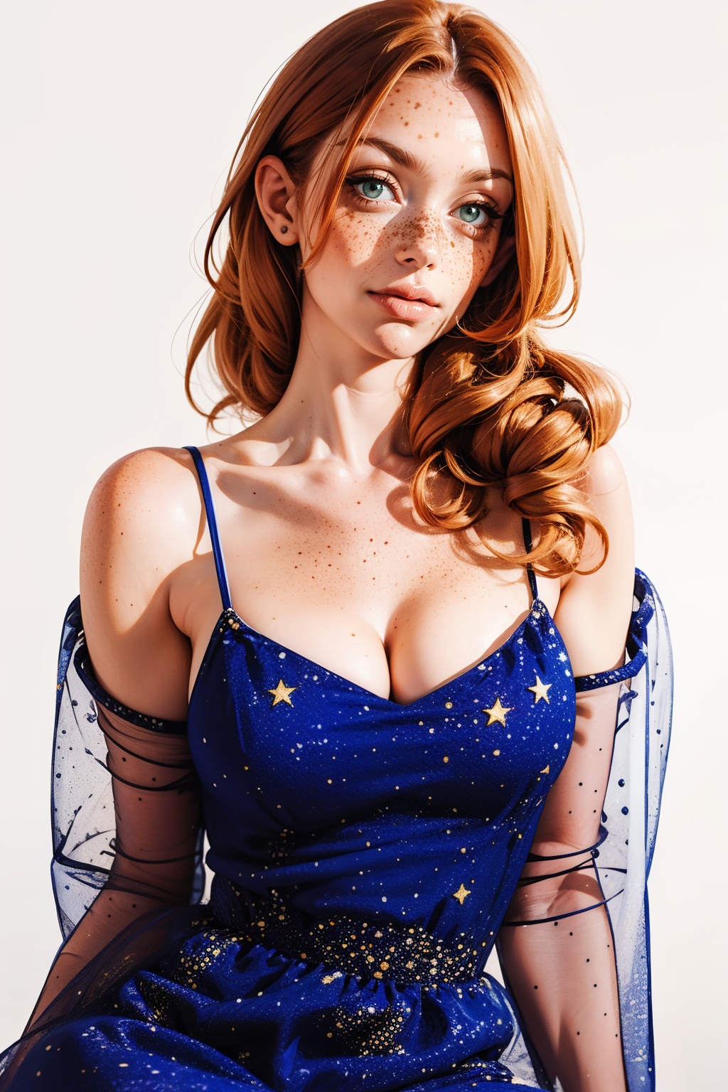 st4rdr3ss,  short blue dress,  bare shoulders on Tensor.Art