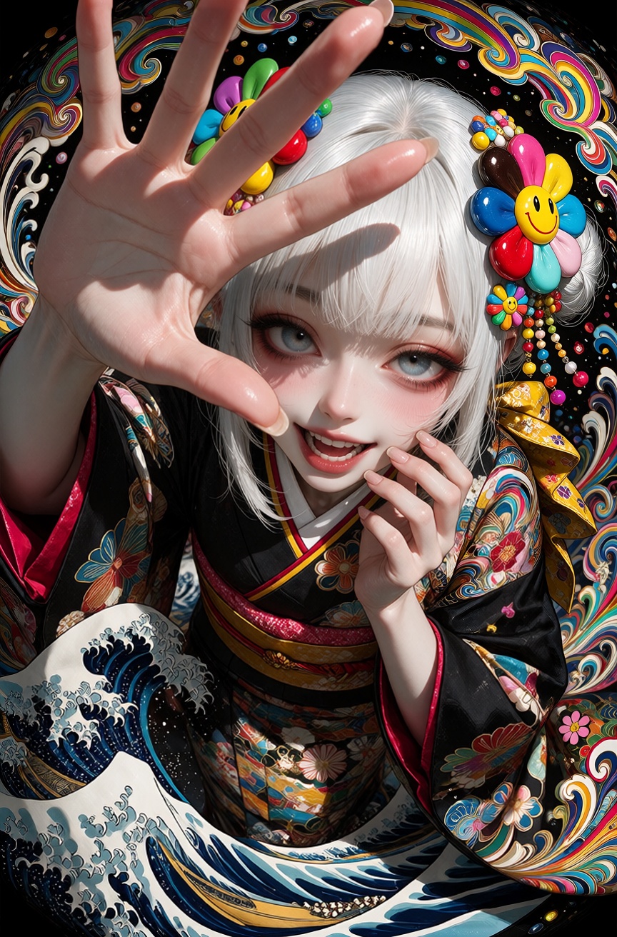 Hyper-detailed anime illustration with a dynamic extreme fisheye perspective,  shot from a high angle looking down at the...