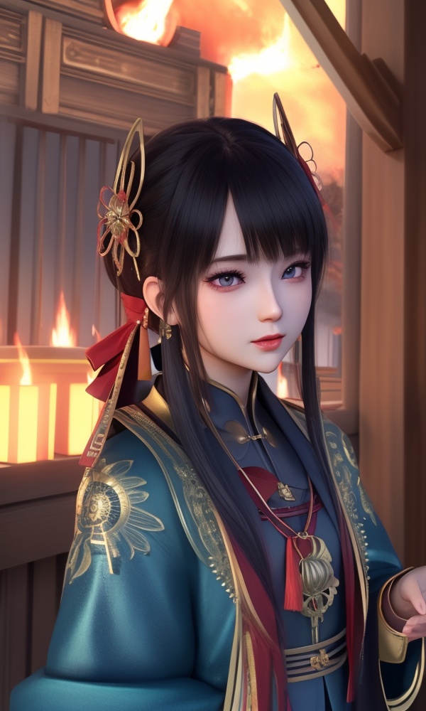 (,1girl, ,best quality, ),looking at viewer, <lora:399-DA-少年歌行-华锦:0.8> ,,,ultra detailed background,ultra detailed background,ultra realistic 8k cg, ,masterpiece, (( , )),tamari \(flawless\),    ,castle,     pyrokinesis,  (()), (),