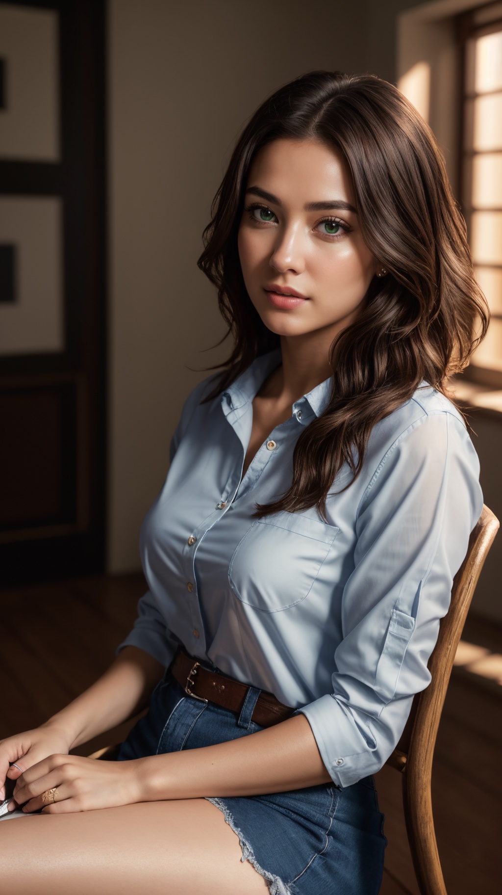 breathtaking 1girl,  shirt,  brown hair on Tensor.Art