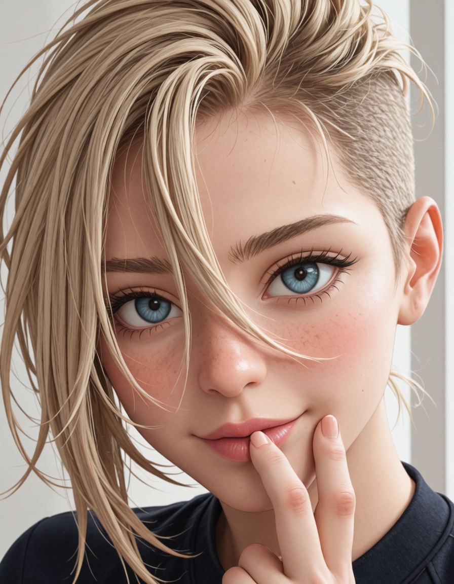 beautiful ashkenazi jew 1girl,  mohawk hair,  ash blonde hair on Tensor.Art