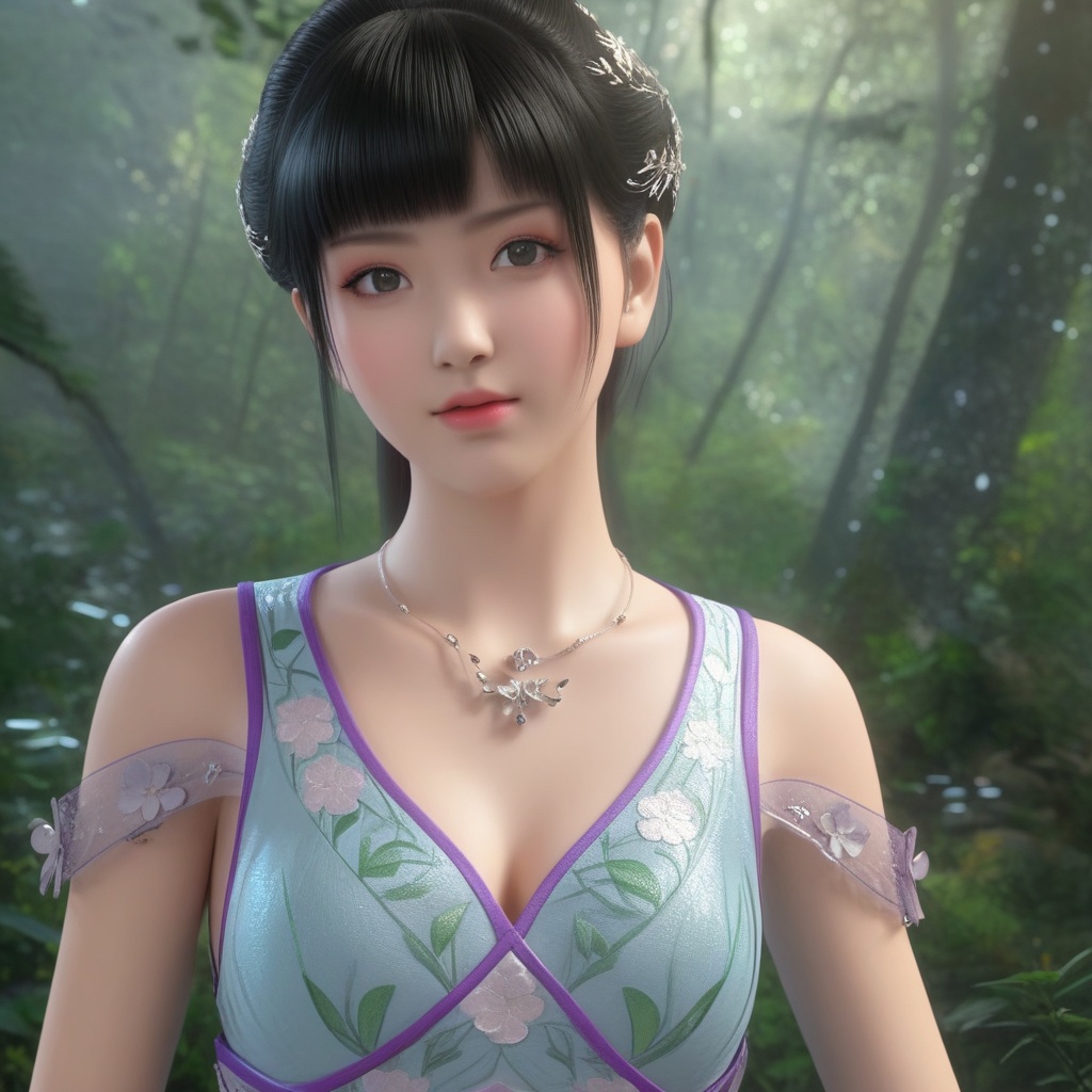 <lora:709-DA-XL-斗破苍穹-小医仙:0.8>(,1girl, ,best quality, ),looking at viewer,  ,ultra detailed background,ultra detailed background,ultra realistic 8k cg,(masterpiece:1.2),(best quality:1.2),(ultra detailed:1.2),(official art:1.3),(beauty and aesthetics:0.8),detailed,(intricate:0.8),(highly detailed),(solo),delicate countenance,1girl,fancy,(glassy texture:1.2),(crush:1.2),8k,accessory,tattoo,(transparent:1.1),gown,energy encirclement,instant,in the twinkling of an eye,upper body,woman in a mythical forest, masterpiece, perfect face, intricate details, horror theme, raw photo, photo unp(cleavage),, 