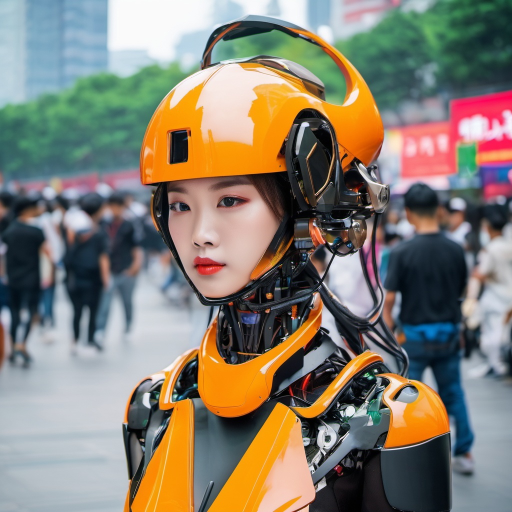 Robot,Futuristic,Ai,China,Shanghai,Helmet,Apparel,Clothing,Human,People Images  and  Pictures,Public Domain Images,