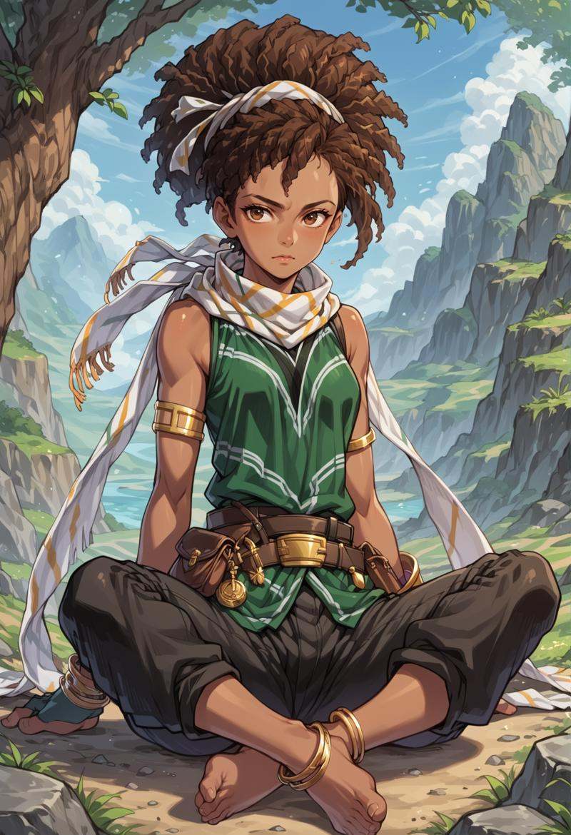 1girl,  very dark skin,  brown hair on Tensor.Art
