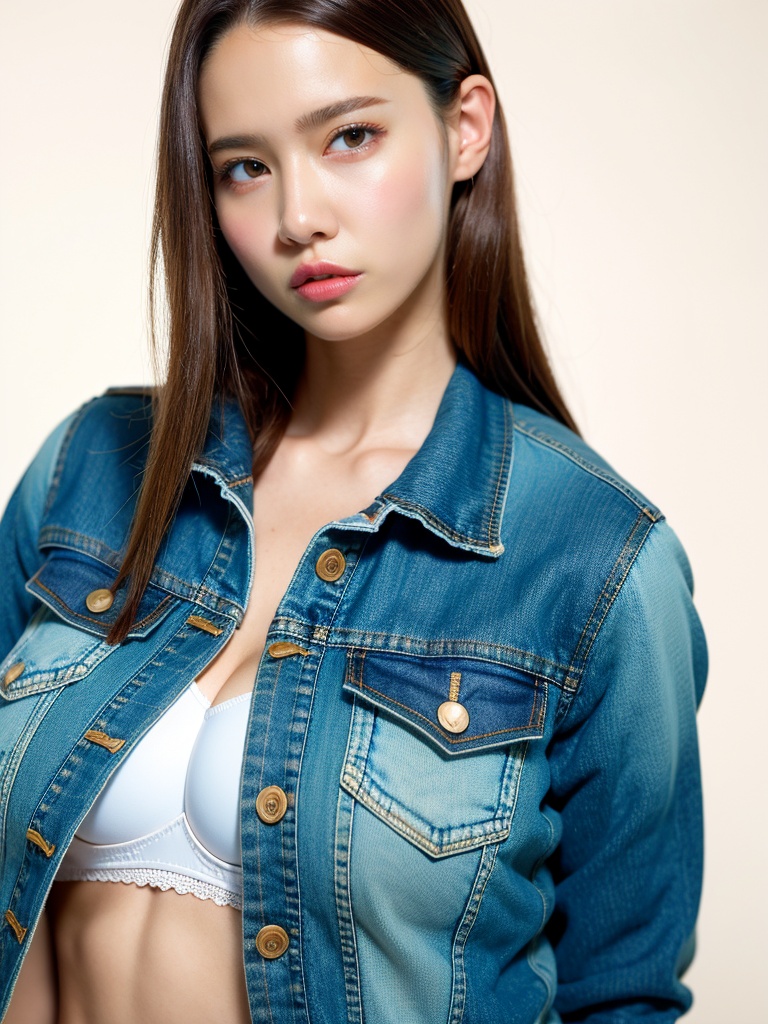 1girl,  realistic,  denim jacket on Tensor.Art