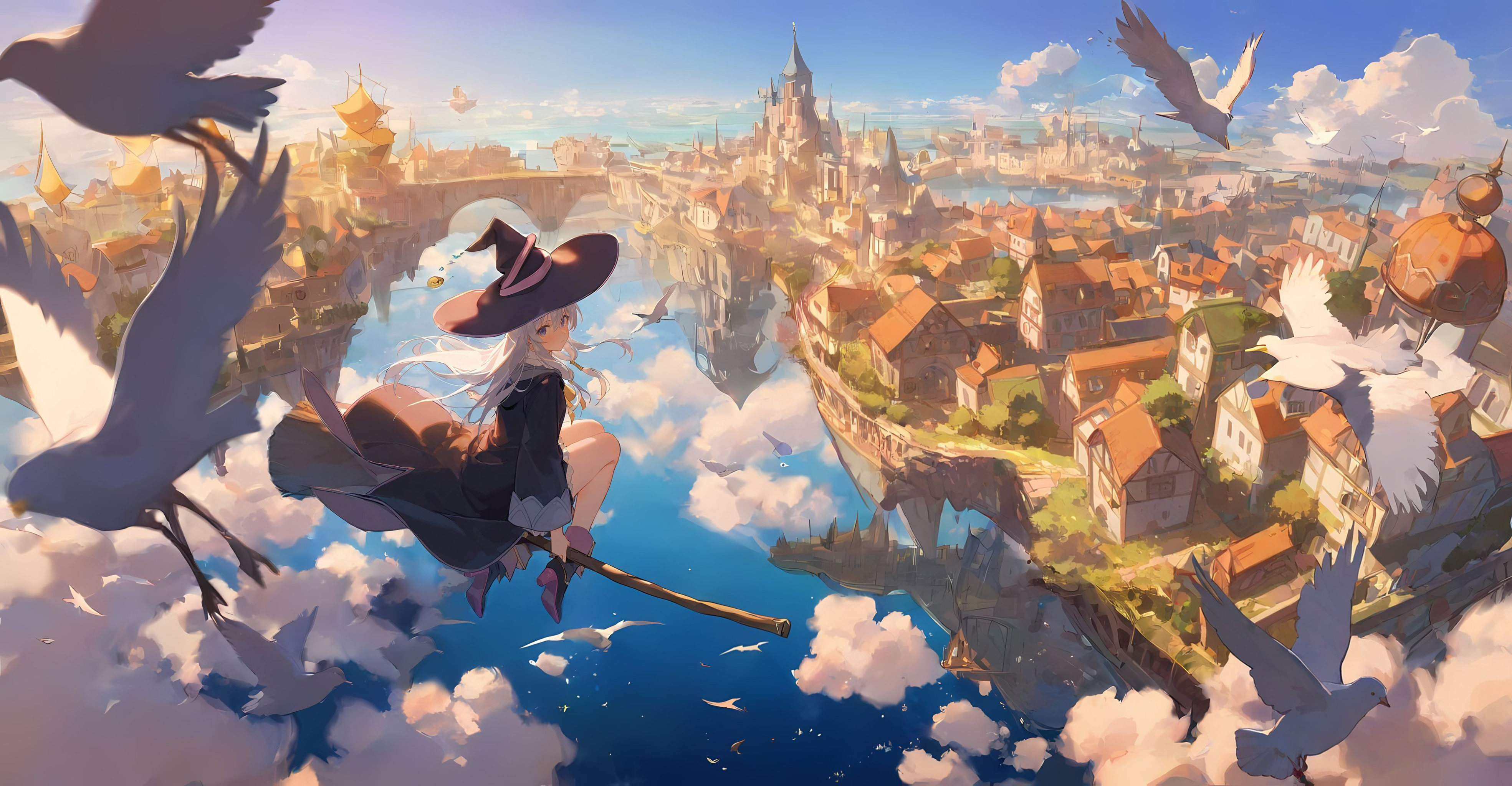 highres,extremely detailed 8k wallpaper,illustration,depth of field,great quality,masterpiece,best quality,amazing quality,very aesthetic,absurdres,Japanese fantasy style,artist:ciloranko BREAK<lora:Japanese fantasy style:0.3>,elaina \(majo no tabitabi\),