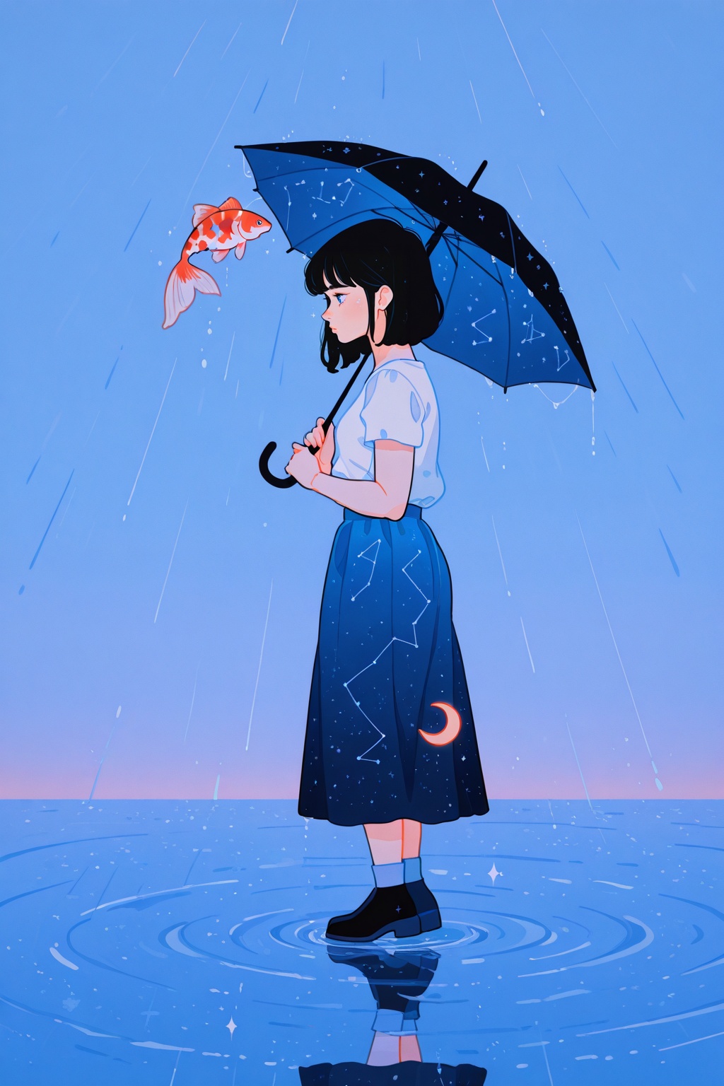 fish,  1girl,  umbrella on Tensor.Art