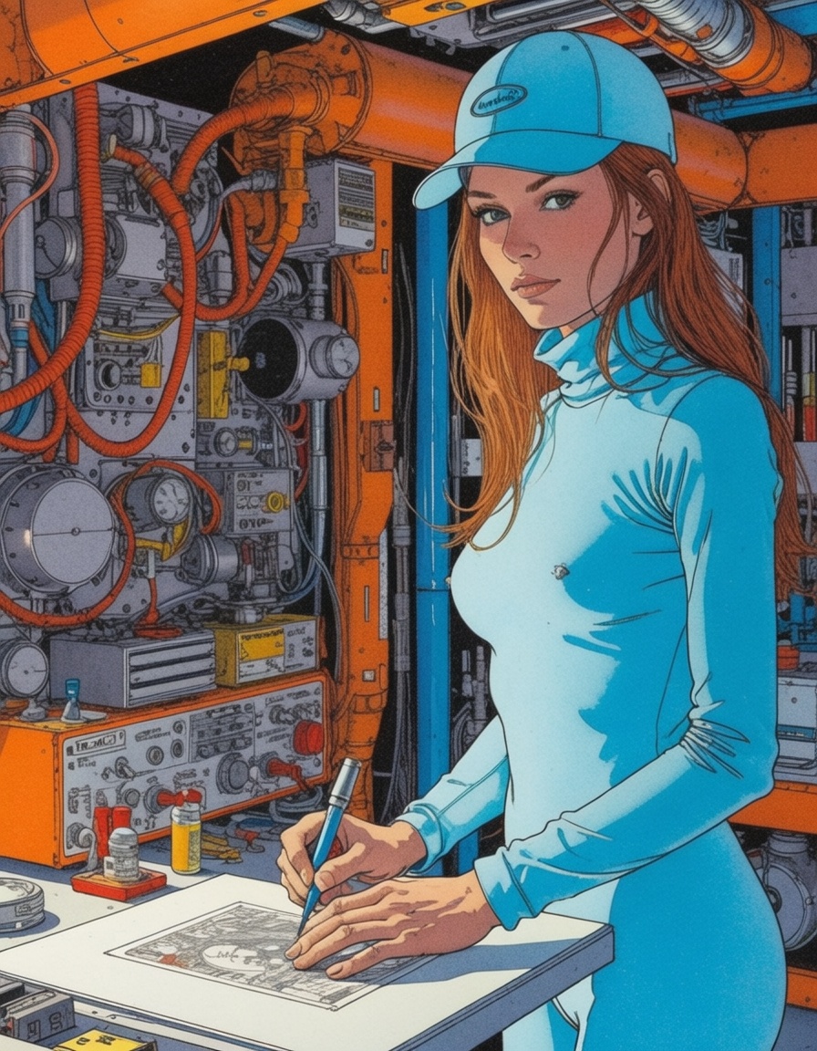 ehmoebius2,  air tight garage,  mechanic girl with tools on Tensor.Art