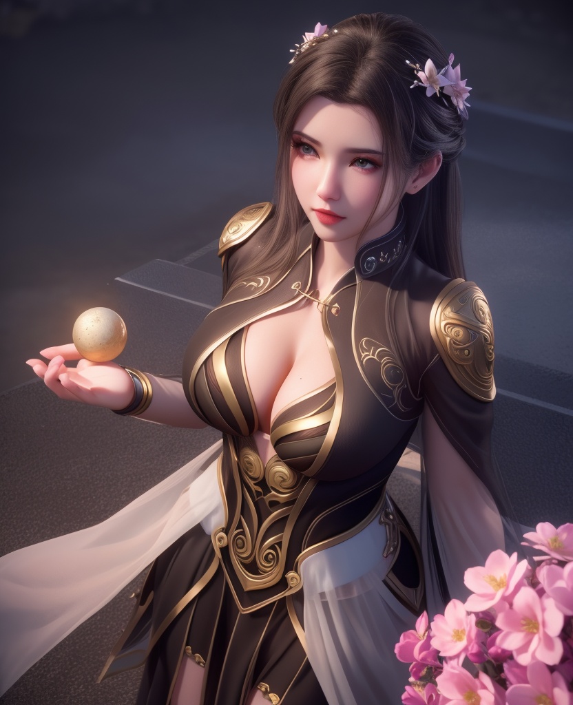 <lora:548-DA-师兄啊师克-碧霄:0.8>(,1girl, ,best quality, ),looking at viewer,  ,,ultra detailed background,ultra detailed background,ultra realistic 8k cg, ,masterpiece, (( , )),, realistic,science fiction,mole, ultra realistic 8k cg, ,     ,crescent moon, jasmine \(flower\),     (cleavage), (),