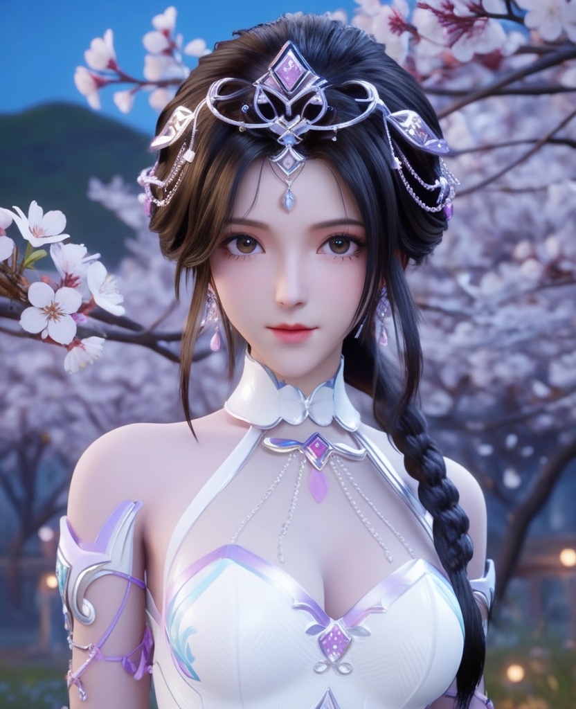 <lora:613-DA-XL-神印王座-白玥:0.8>(,1girl, ,best quality, ),looking at viewer,  ,ultra detailed background,ultra detailed background,ultra realistic 8k cg,, ,masterpiece, (( , )),, ,   ,   cure blossom,  ,,  (cleavage), (), ,,