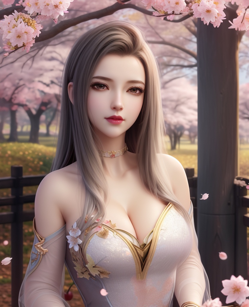 <lora:645-DA-超神学院-鹤熙:0.8>(,1girl, ,best quality, ),looking at viewer,  ,ultra detailed 8k cg,ultra detailed background,ultra realistic 8k cg, ,masterpiece, (( , )),, ,science fiction,mole, ultra realistic 8k cg, ,    ,(,cherry blossoms, autumn leaves,perfect cherry blossom,   ), (cleavage),