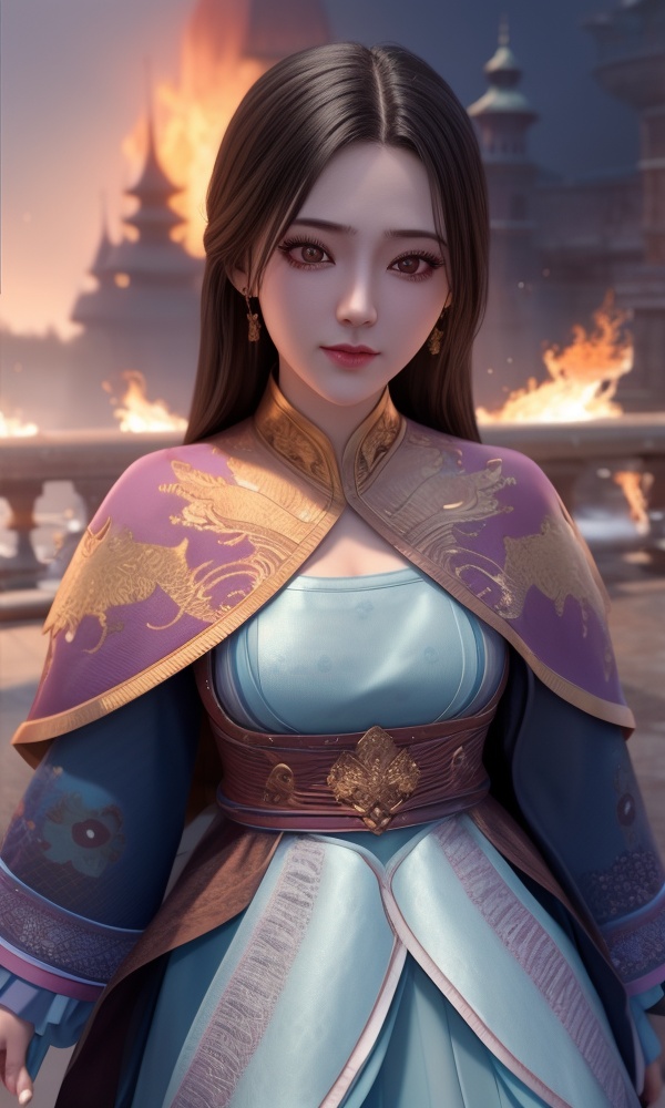(,1girl, ,best quality, ),looking at viewer, <lora:379-DA-紫川-林秀佳:0.8> ,,,ultra detailed background,ultra detailed background,ultra realistic 8k cg, ,masterpiece, (( , )),tamari \(flawless\),    ,castle,     pyrokinesis,  (()), (),
