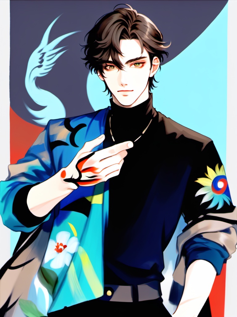 Handsome hand-painted of a boy, cool, handsome, secondary, excellent, hand-painted,