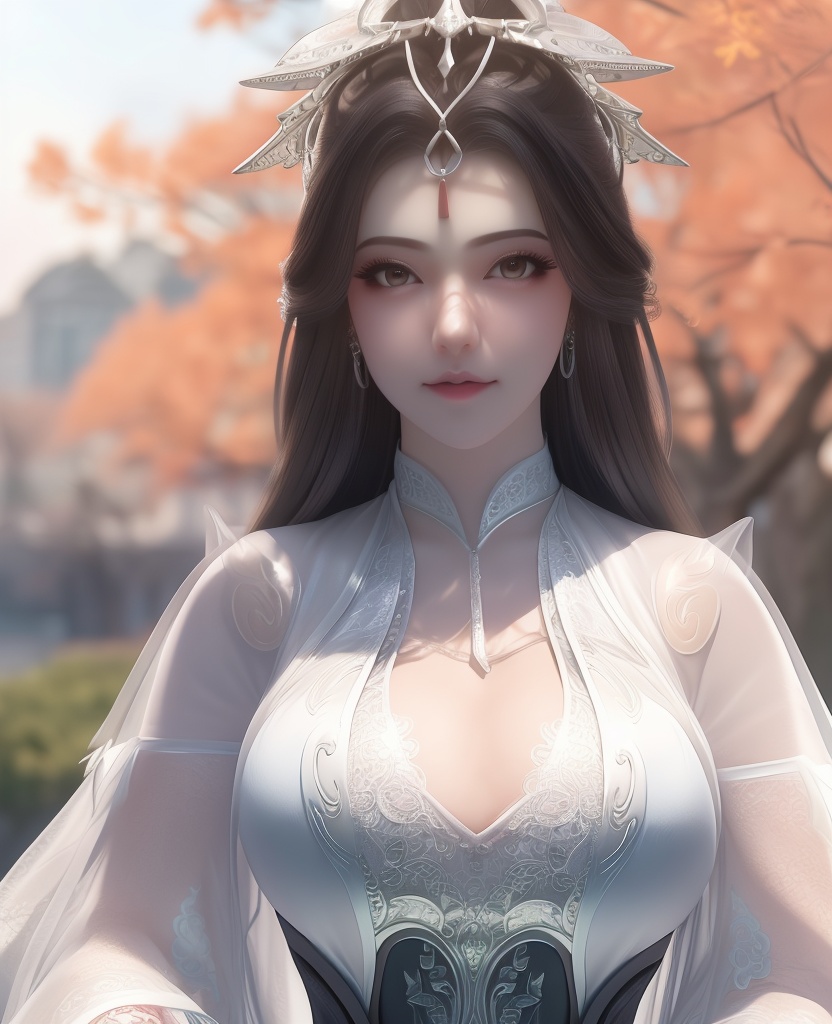 <lora:557-DA-百炼成神-玉婆婆:0.8>(,1girl, ,best quality, ),looking at viewer,  ,, ultra detailed background,ultra detailed background,ultra realistic 8k cg,,masterpiece, (( , )), fiction,mole,  ,     ,see-through, lace, (cleavage),(((, solo, sun, , bare_tree, )))