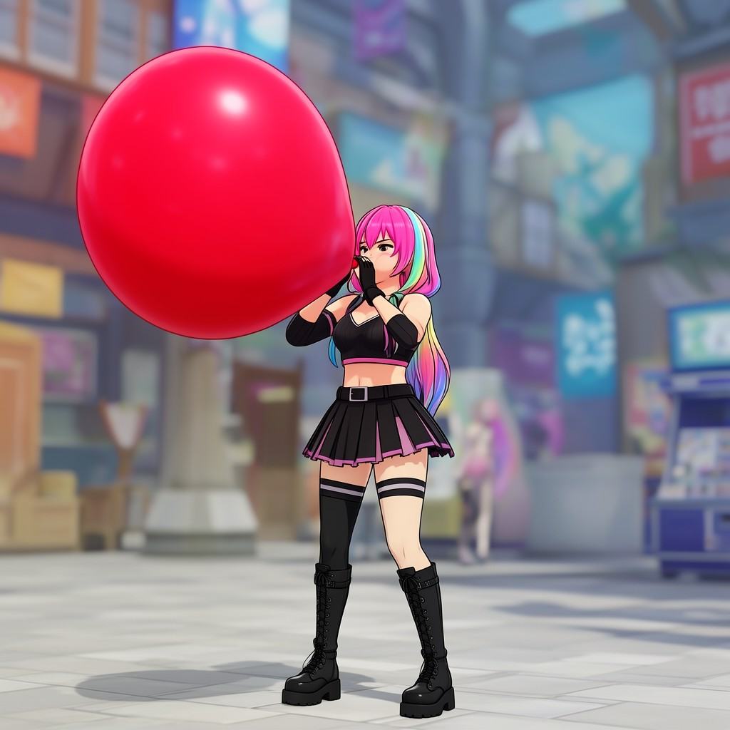 blowing balloon,  boots,  thigh boots on Tensor.Art