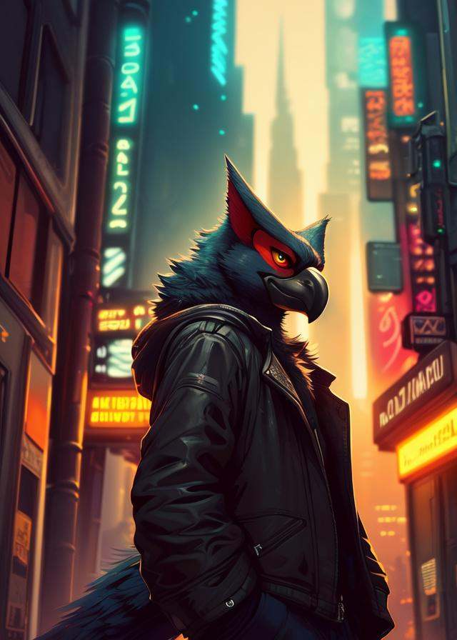 anthro ,  black jacket,  jewelry on Tensor.Art