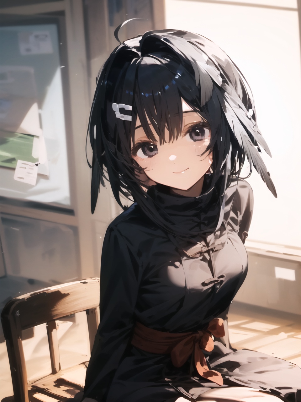 <lora:La_Pluma_Alpha:1>,La Pluma,1girl,solo,light smile,classroom,Taoist robe,
