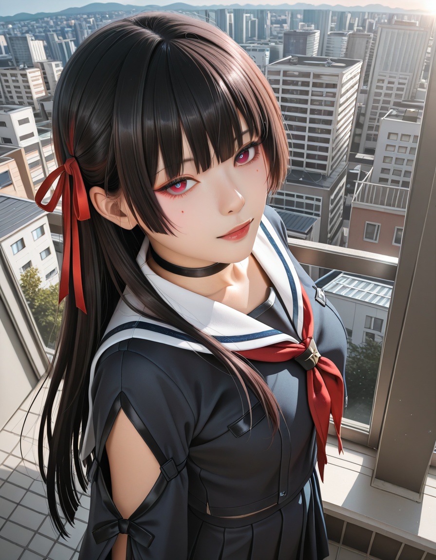 1girl,  chisa \(wuthering waves\),  black hair on Tensor.Art