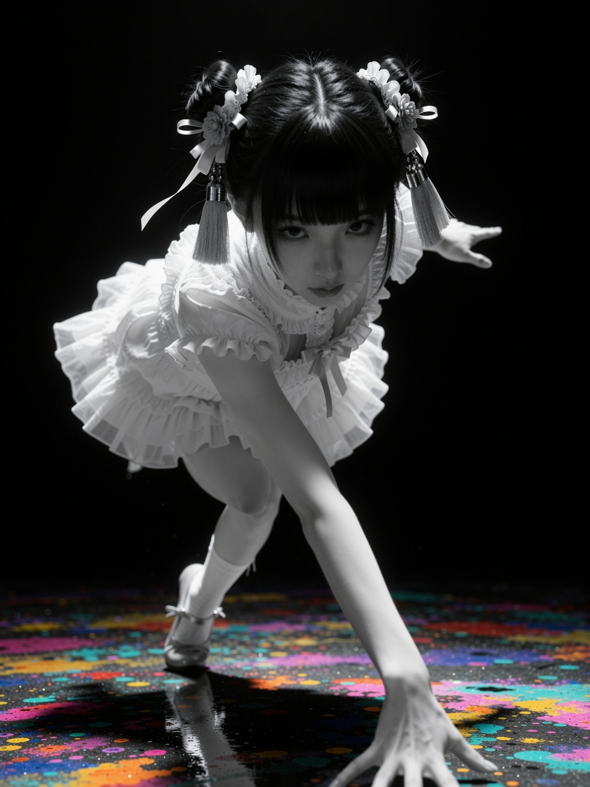 A shot with tension,  BREAK,  monochrome on Tensor.Art