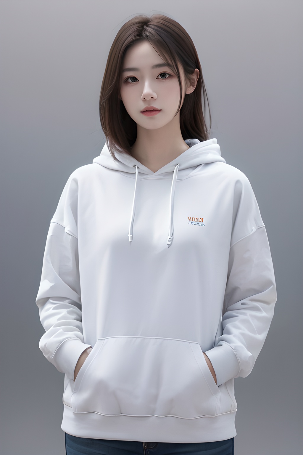 <lora:0809_01:0.7>,simple background,hoodie,, 1girl,realistic,masterpiece, best quality, photorealistic, HDR,detail