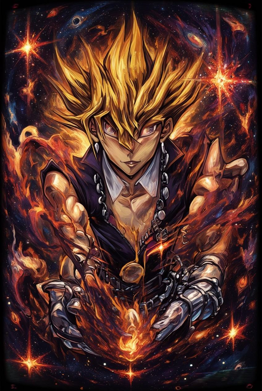 tot_art,  yugioh card art for a visceral,  wide-angle cinematic tableau of a cosmic betrayal on Tensor.Art