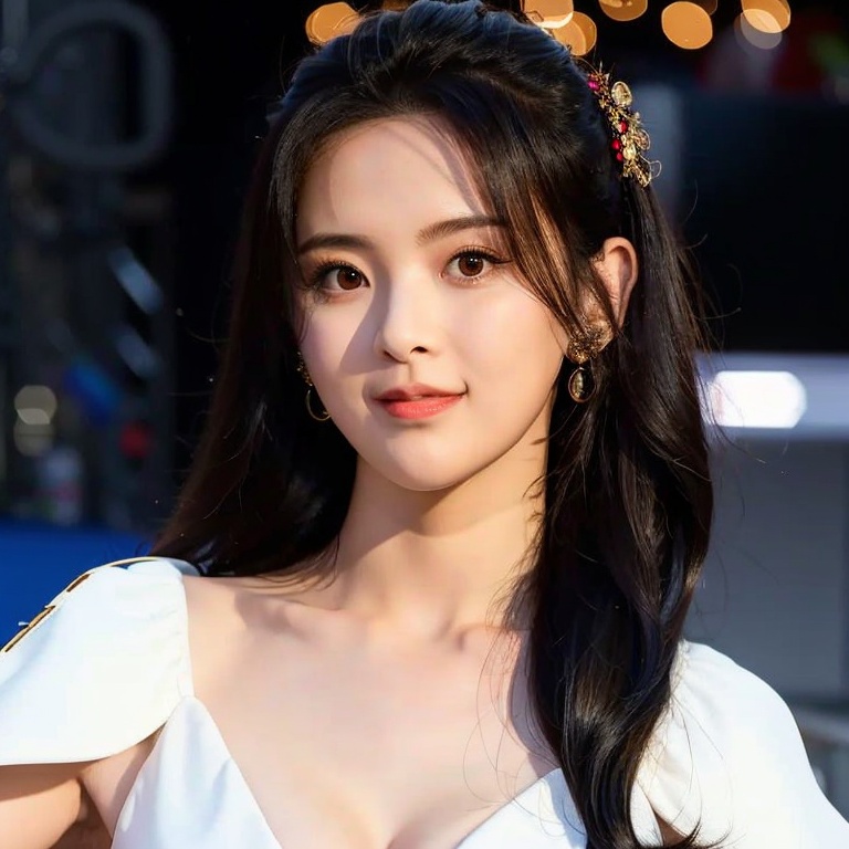 <lora:ycy:1>, best quality, ultra high res, photorealistic, realistic, 1girl,medium hair, black hair, solo, black_eyes, earrings, cosplay_photo, looking at viewer, smiling,full body, depth_of_field, sunshine, bokeh, blurry_background, looking_at_viewer, photo_background , indoor