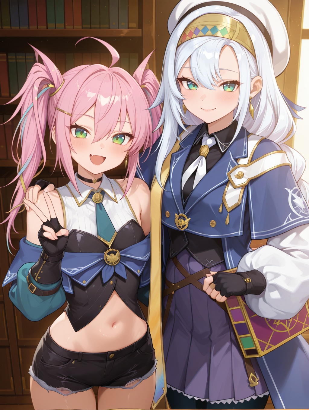 2girls,  ahoge,  book on Tensor.Art