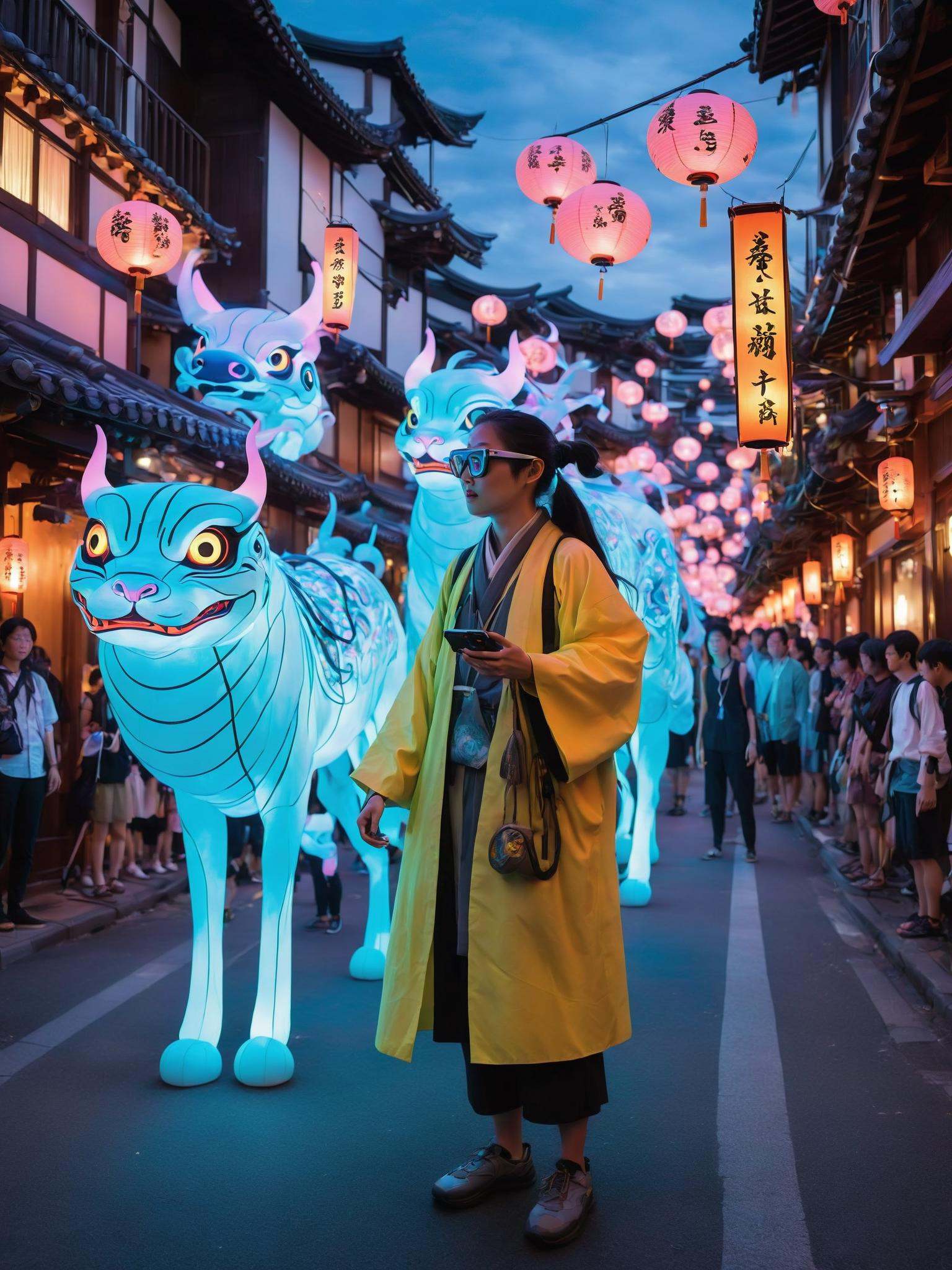 During an annual festival,  the streets transform into an augmented reality playground merging ancient Yokai spirits with...