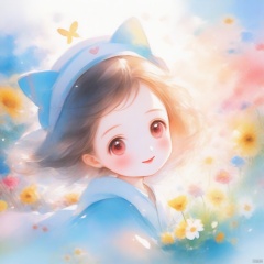 Children's hand-drawn paintings, romantic atmosphere, panoramic photography, watercolor brushstrokes, full-screen composition, vibrant colors, bright light, ultra-high definition 32k, fairy tale style, cheerful expressions, childlike innocence, dreamy color tones., mjtyhz, HTTP<lora:EMS-328621-EMS:0.000000>, <lora:EMS-329162-EMS:1.000000>, <lora:EMS-331039-EMS:0.000000>
