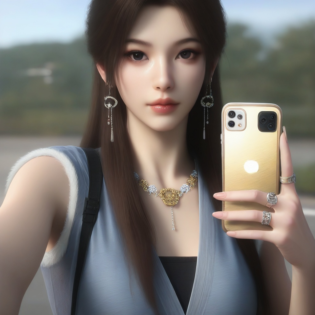 masterpiece,best quality,realistic,cinematic,detail eyes,(ultra-detailed),perfect composition,intricate details,absurdres,detailed face,high quality,high res,8K,(realistic:2),latest,absurd,photo,cosplay_photo,photo \(medium \),digital slr camera,real_life,real life insert,real world location,photorealistic,skin texture,<lora:noo稳定剂bai_vp10_stabilizer_v0.280a_fp16:0.3>,<lora:Hyperrealistic_illustrious:0.3>,<lora:ill细节滑块:2>,1girl,jewelry,solo,long hair,necklace,phone,k-pop,earrings,brown hair,looking at viewer,cellphone,holding phone,holding,brown eyes,smartphone,asian,red lips,ring,selfie,lips,sleeveless,photorealistic,makeup,black eyes,