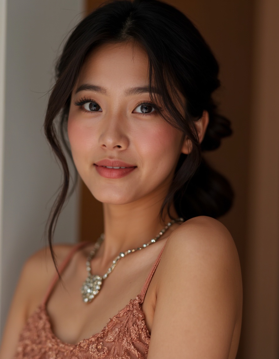 This is a  beautiful photograph of a woman,bright glistening skin,realistic skin,skin pores,upper body,dress,