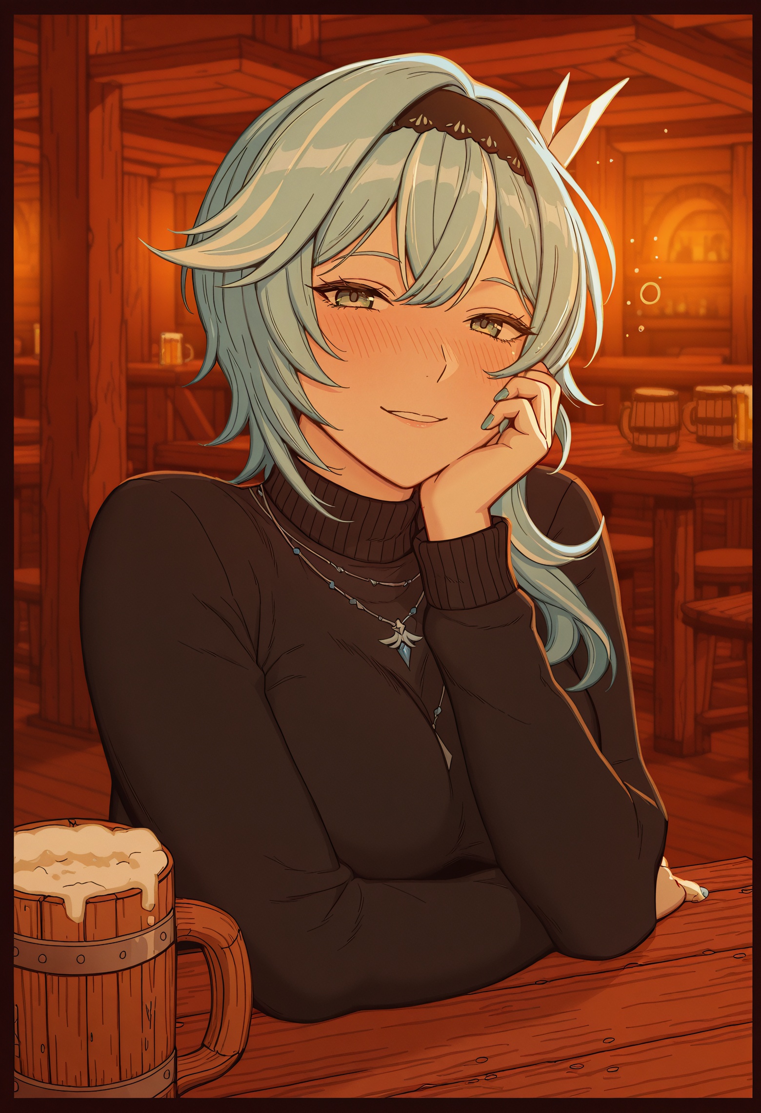 ((eula \(genshin impact\))),  drunk,  upper body on Tensor.Art