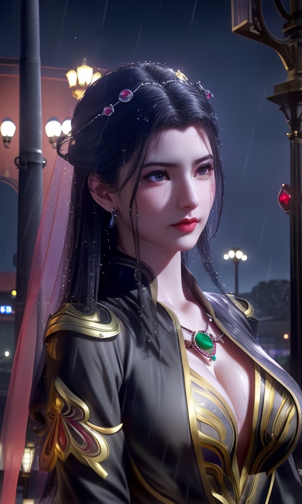 <lora:512-DA-师兄啊师兄-琼霄:0.8>(,1girl, ,best quality, ),looking at viewer, ,ultra detailed 8k cg, ultra detailed background,  ultra realistic 8k cg,          cinematic lighting, cinematic bloom, (( , )),,  , unreal, science fiction,  luxury, jewelry, diamond, pearl, gem, sapphire, ruby, emerald, intricate detail, delicate pattern, charming, alluring, seductive, erotic, enchanting, hair ornament, necklace, earrings, bracelet, armlet,halo,masterpiece, (( , )),,  ,cherry blossoms,(((, night,night sky,lamppost,  ultra high res, (photorealistic:1.4), raw photo, 1girl, , rain, sweat, ,wet, )))(( , ))   (cleavage), (),