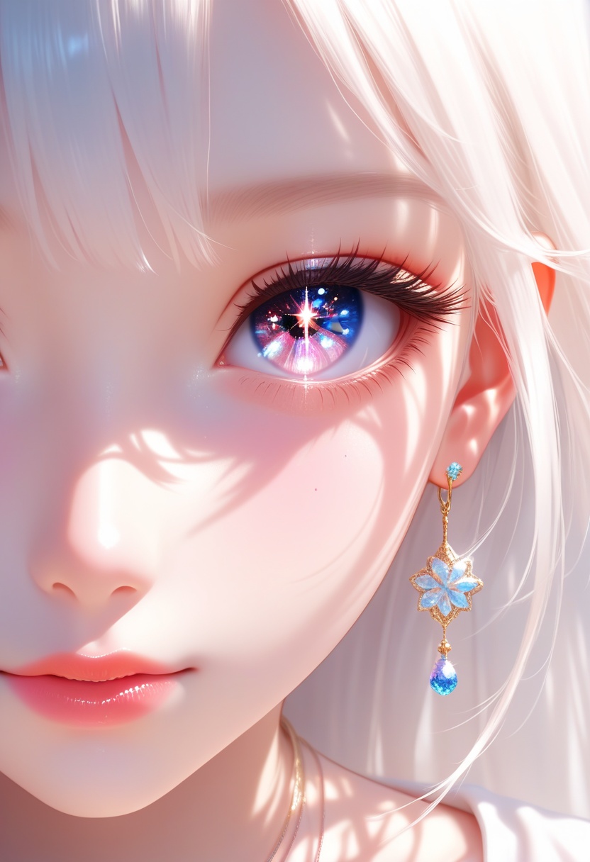 masterpiece,best quality,amazing quality,very aesthetic,sharp focus,1girl,solo,looking at viewer,very long hair,jewelry,earrings,necklace,star eyes,,close-up,<lora:stareyes:0.7>