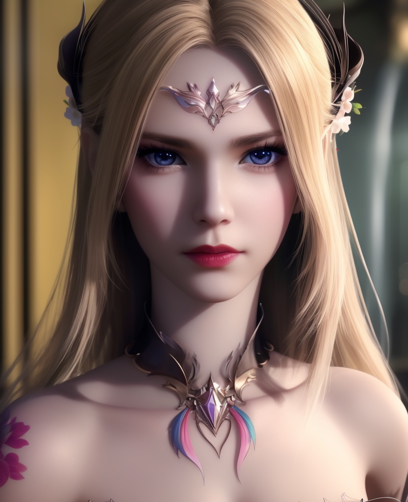 <lora:573-DA-斗罗大陆-千仞雪-V2:0.8>(,1girl, ,best quality, ),looking at viewer,  ,,ultra detailed background,ultra detailed background,ultra realistic 8k cg,, ,masterpiece, (( , )),ultra realistic 8k cgSurrounded by strange, movie perspective, advertising style, Colorful background, splash of color A beautiful woman with delicate facial features,tattoo all over body, flower arms,